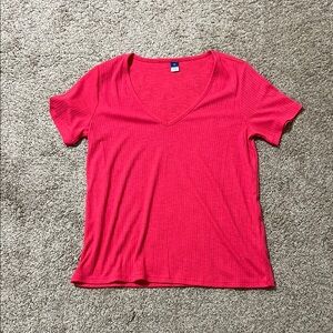 Old Navy Pink Luxe Short Sleeve V-Neck T-Shirt